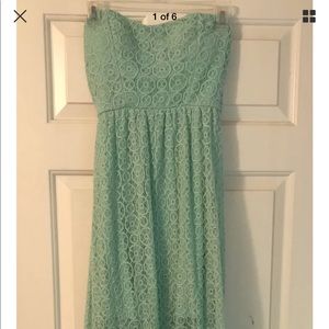 Women’s teal open back crochet maxi dress S